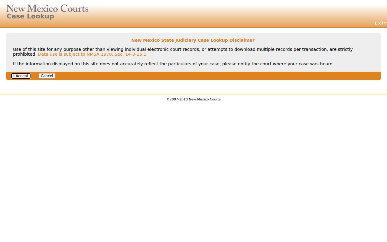 Torrance County court case lookup search interface