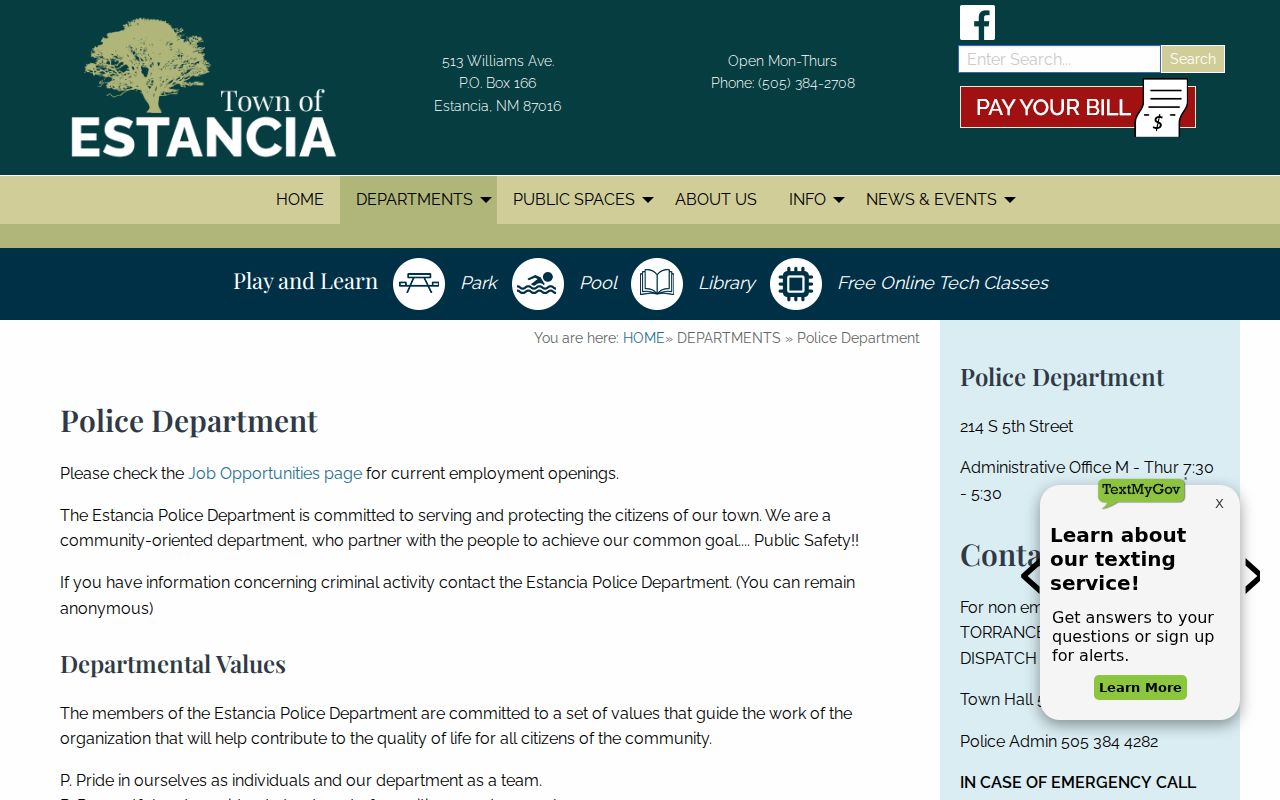 Estancia police contact for Torrance County registry safety concerns
